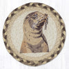 Sea lion round large coaster rustic coastal 7 inch