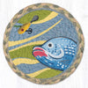 Fish with Lure 2 Large Coaster 7"x7" Round Braided Jute