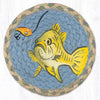 Fish with Lure Large Coaster 7"x7" Round Braided Jute