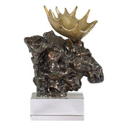 Uttermost 18187 Majestic Moose Bust Bronze Sculpture with Gold Antlers on Crystal Base – 12