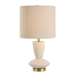 Uttermost Doreyn Ivory Table Lamp – Textured Ceramic Base with Antique Brass Accents and Beige Linen Shade, 26” High