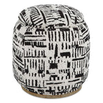Uttermost 23195 Dialogue Poof Ottoman with Removable Top and Black Off White Abstract Pattern