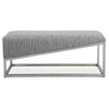 Uttermost 23565 Uphill Climb Geometric Bench in Brushed Silver Leaf and Gray White Fabric