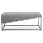 Uttermost 23565 Uphill Climb Geometric Bench in Brushed Silver Leaf and Gray White Fabric