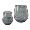 Uttermost 18158 Aurora Swirl Glass Vases Blue and Gold Set of 2 with Bubble Glass Design
