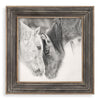 Uttermost – Rustic Black & White Horses Framed Print, 32"x32", MDF/Glass/Metal, Distressed Wood & Corrugated Metal Frame