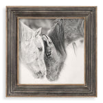 Uttermost Custom Black and White Horses Framed Print 32 W × 32 H × 3 D in Rustic Wood and Metal Black Gray White