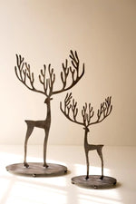 Kalalou Set of 2 Rustic Metal Reindeer Sculptures Silver Winter 24"H
