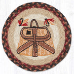 Creel Printed Round Trivet – 10" x 10" Braided Jute Hand-Stenciled Tabletop Accent By Earth Rugs