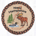 State Moose Printed Round Trivet – 10" x 10" Braided Jute Hand-Stenciled Tabletop Accent By Earth Rugs