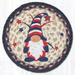 Earth Rugs Patriotic Gnome Round Printed Jute Trivet – Rustic Americana Kitchen Hot Pad 10"x10"