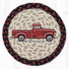 Vintage Red Truck Round Trivet 10"x10" Braided Jute