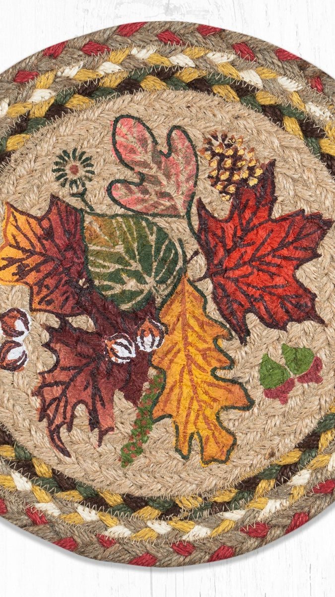 Earth Rugs Autumn Leaves Cotton Round Trivet – Farmhouse Seasonal Déco ...