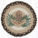 Pinecone Printed Round Trivet 10"x10" – Natural Jute Braided Rustic Cabin Table Decor By Earth Rugs