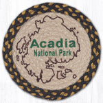 Earth Rugs Acadia Map Printed Round Jute Trivet with Coastal Nautical Design, 10"x10"
