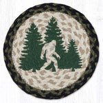 Big Foot Printed Round Trivet 10"x10" – Natural Jute Braided Rustic Cabin Table Decor By Earth Rugs