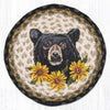 Rustic Bear Floral Jute Trivet – 10" Round Wildlife Table Accent