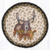Rustic Deer Floral Jute Trivet – 10" Round Cabin Table Accent
