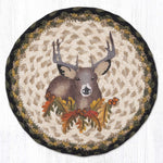 Earth Rugs Deer Floral Printed Round Jute Trivet – 10" Rustic Nature-Inspired Design
