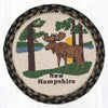 New Hampshire Moose Jute Trivet – Rustic 10" Round Cabin Accent