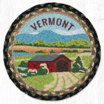 Vermont Covered Bridge Printed Round Trivet 10" x 10" – Jute Braided Round Trivet By Earth Rugs