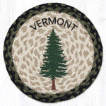 Vermont Tall Timber Printed Round Trivet 10"x10" – Natural Jute Braided Heat-Resistant Trivet By Earth Rugs