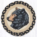 Earth Rugs Bear Profile Printed Round Jute Trivet – 10" Rustic Wildlife Accent with Heat-Resistant Braided Eco-Friendly Design