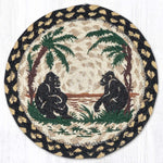 Earth Rugs Gorilla Silhouettes Printed Round Jute Trivet – 10" Wildlife-Inspired Heat-Resistant Eco-Friendly Braided Table Accent