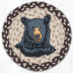 Earth Rugs Bear Printed Round Jute Trivet – 10" Rustic Accent with Heat-Resistant Eco-Friendly Braided Natural Design