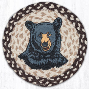 Earth Rugs Green Plaid Bear Printed Round Jute Trivet - Thumbnail 3