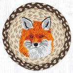 Earth Rugs Fox Printed Round Jute Trivet – 10" Woodland Animal Design with Heat-Resistant, Eco-Friendly Hand-Braided Natural Fiber
