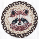 Earth Rugs Raccoon Printed Round Jute Trivet – 10" Braided Natural Fiber Hot Pad with Rustic Woodland Wildlife Design