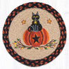 Black Cat Pumpkin Halloween Table Protector – Round Jute Accent
