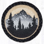 Alpine Mountain Printed Round Trivet 10"x10" Natural Jute Braided Heat Resistant Table Protector By Earth Rugs