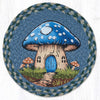 Blue Mushroom House Printed Round Trivet – 10"x10" Jute Table Protector