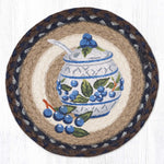 Earth Rugs Jam Jar Blueberry Round Trivet – 10" Printed Fruit Design on Natural Braided Jute