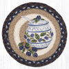 Rustic Fruit Trivet – Blackberry Jam Jar Print on Round Jute Mat, 10-Inch