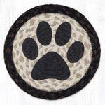 Cat Paw Printed Round Trivet 10"x10" Natural Jute Braided Heat Resistant Table Protector By Earth Rugs