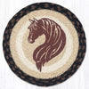 Western Horse Print Trivet – 10" Round Braided Jute for Rustic Decor