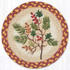 Holiday Berry Trivet – 10" Round Jute Mat with Evergreen Holly Design