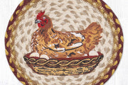 Farmhouse Kitchen Trivet – Hen on Nest Design in Natural Braided Jute
