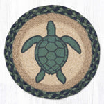 Earth Rugs Aqua Turtle Round Trivet – 10" Sea Life Print on Braided Natural Jute