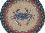 Earth Rugs Coastal Kitchen Mat – Blue Crab Printed Round Jute Hot Pad