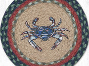 Earth Rugs Coastal Kitchen Mat – Blue Crab Printed Round Jute Hot Pad