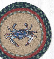 Beach House Table Trivet – Earth Rugs Blue Crab Hot Pad, 10-Inch Braided Jute