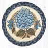 Garden Floral Trivet – Blue Hydrangea Print on 10" Braided Jute Mat