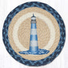 Nautical Lighthouse Trivet – 10" Round Jute Mat in Blue & White