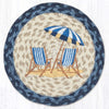 Nautical Trivet – Navy Beach Chair Print on 10" Braided Jute Mat