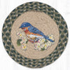 Natural jute round trivet with blue bird design