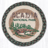 Rustic Bridge Scene Trivet – Acadia Print on 10" Braided Jute Mat